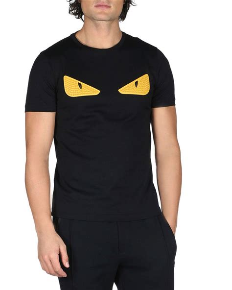 fendi men's fluorescent eyes graphic t-shirt|T.